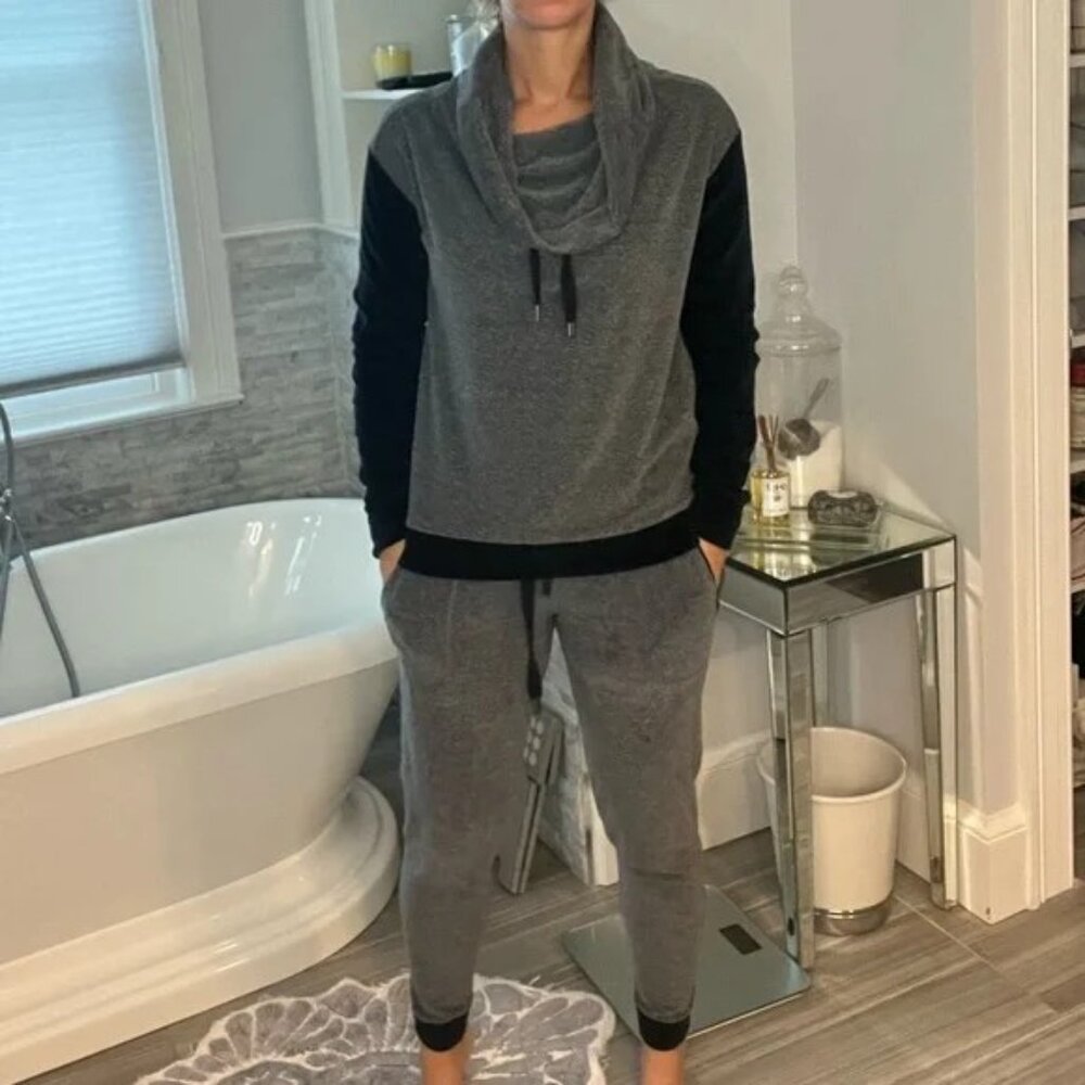 Track & Field Velour Lounge Set Cowl Neck Sweatshirt & Joggers Size M